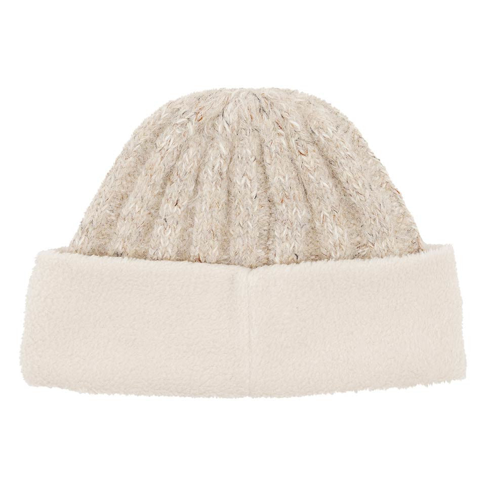 Chunky Cable Knit Beanie With Deep Teddy Fleece Cuff