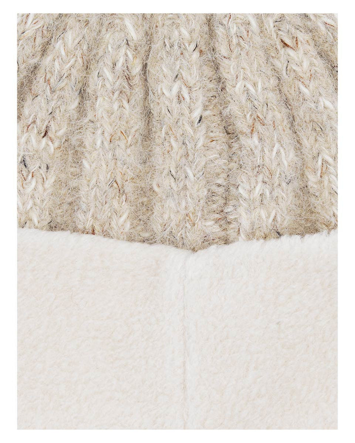Chunky Cable Knit Beanie With Deep Teddy Fleece Cuff