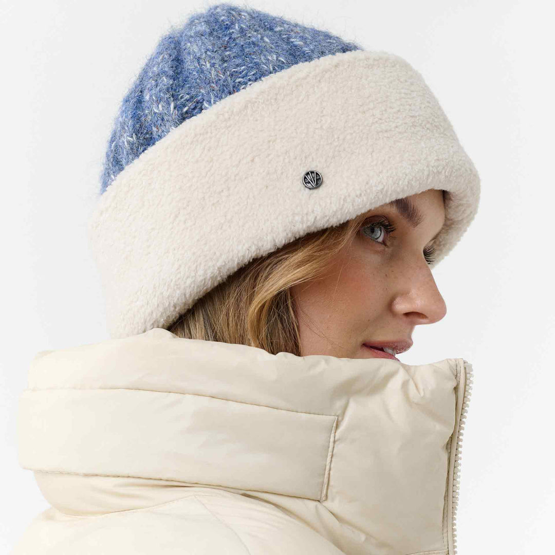 Chunky Cable Knit Beanie With Deep Teddy Fleece Cuff