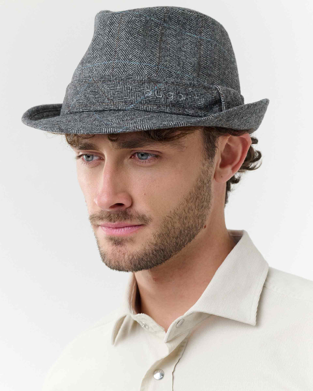 Bugatti Wool Herringbone Trilby Grey