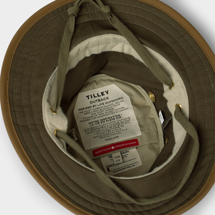 Tilley TWC7 Outback Waxed Cotton Hat (Green/Tan)