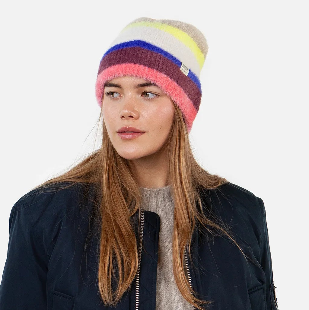 Barts Kumana Colourful Stripe Beanie Hat - Magenta