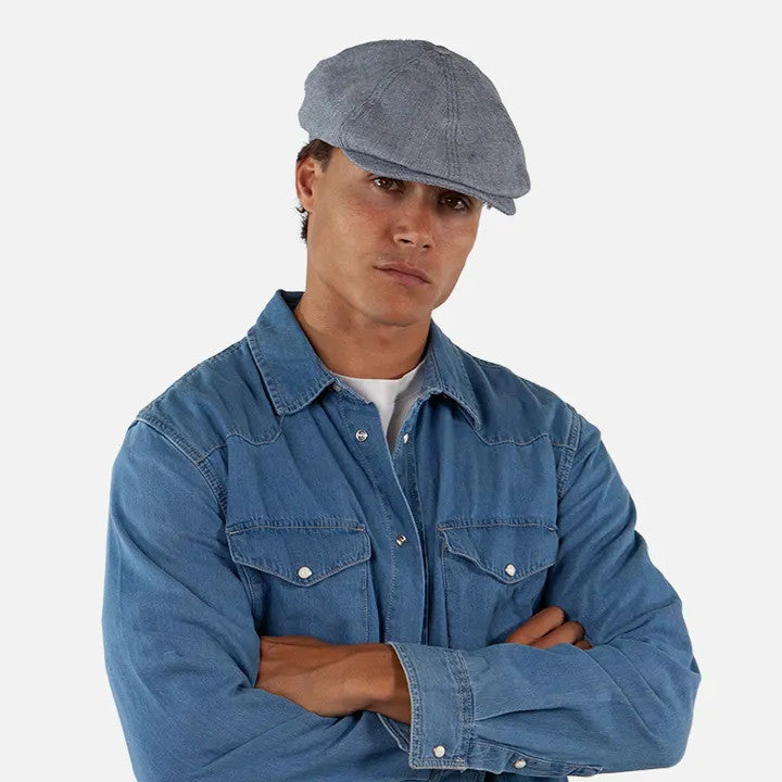 Barts Jamacia Linen Bakerboy Cap in Blue