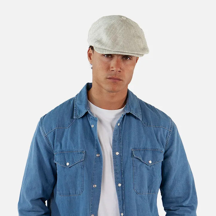 Barts Jamacia Linen Bakerboy Cap in Beige