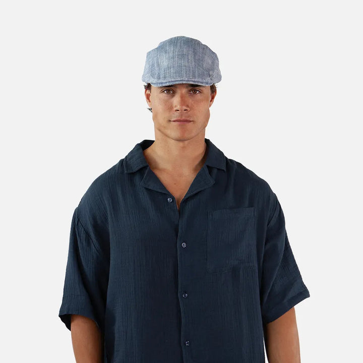 Barts Jarvis Drivers Linen Flat Cap - Blue