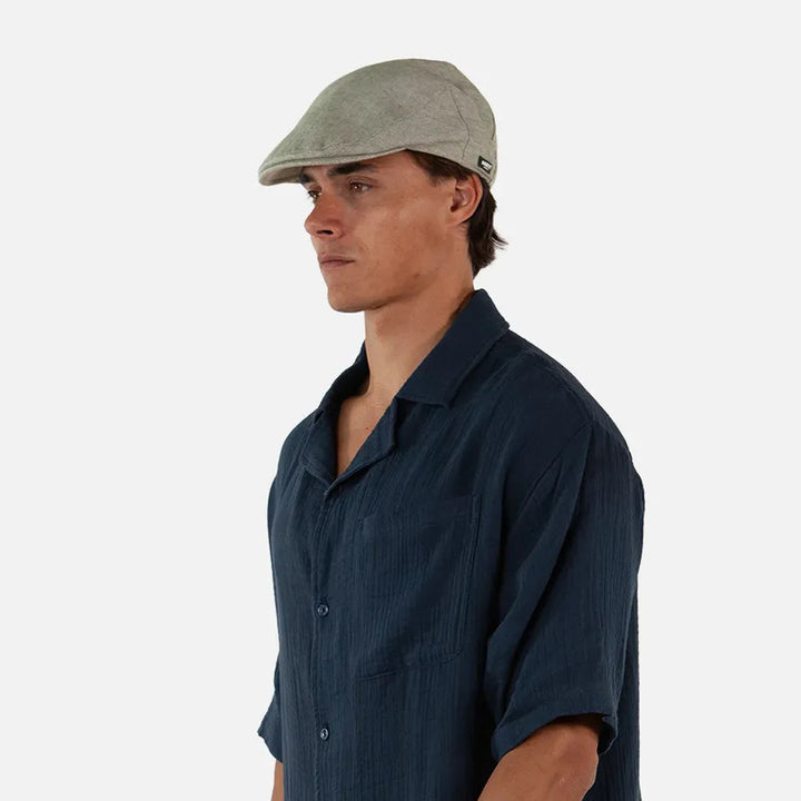 Barts Jarvis Drivers Linen Flat Cap - Army Green