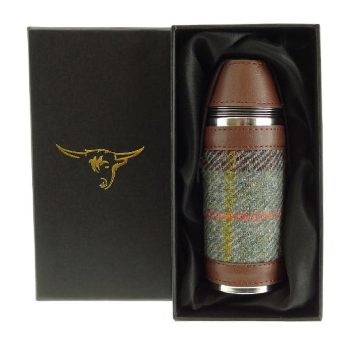 Glen Appin Harris Tweed Hunting Flask 15 Blue/Green Check