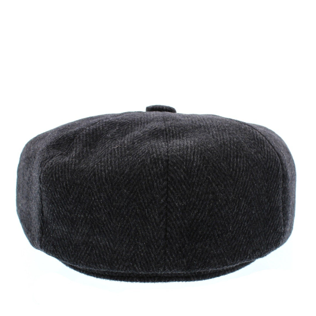 Whiteley Wool Herringbone Bakerboy Cap In Black