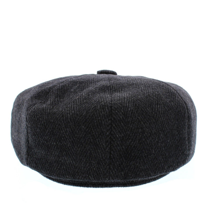 Whiteley Wool Herringbone Bakerboy Cap In Black