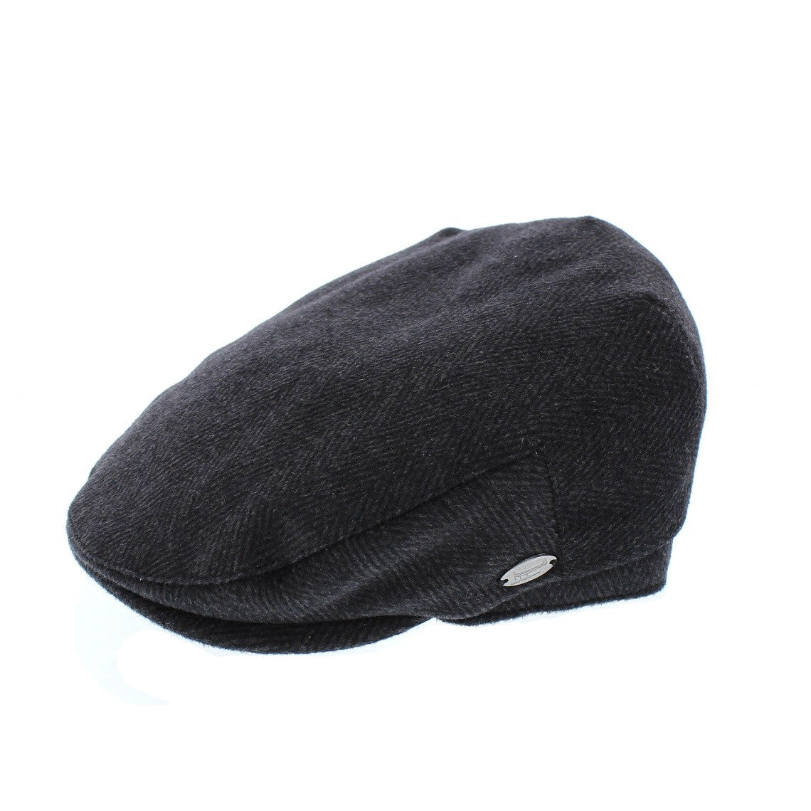 Whiteley Herringbone Earflap Flat Cap In Black – The Hat Company