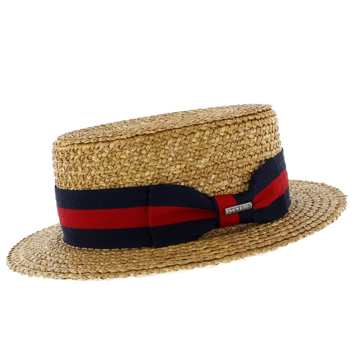 Stetson Classic Straw Boater & Striped Band