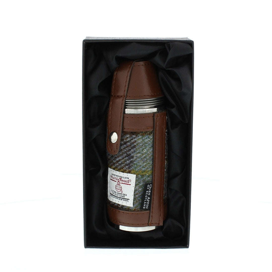 Glen Appin Harris Tweed Hunting Flask 15 Blue/Green Check
