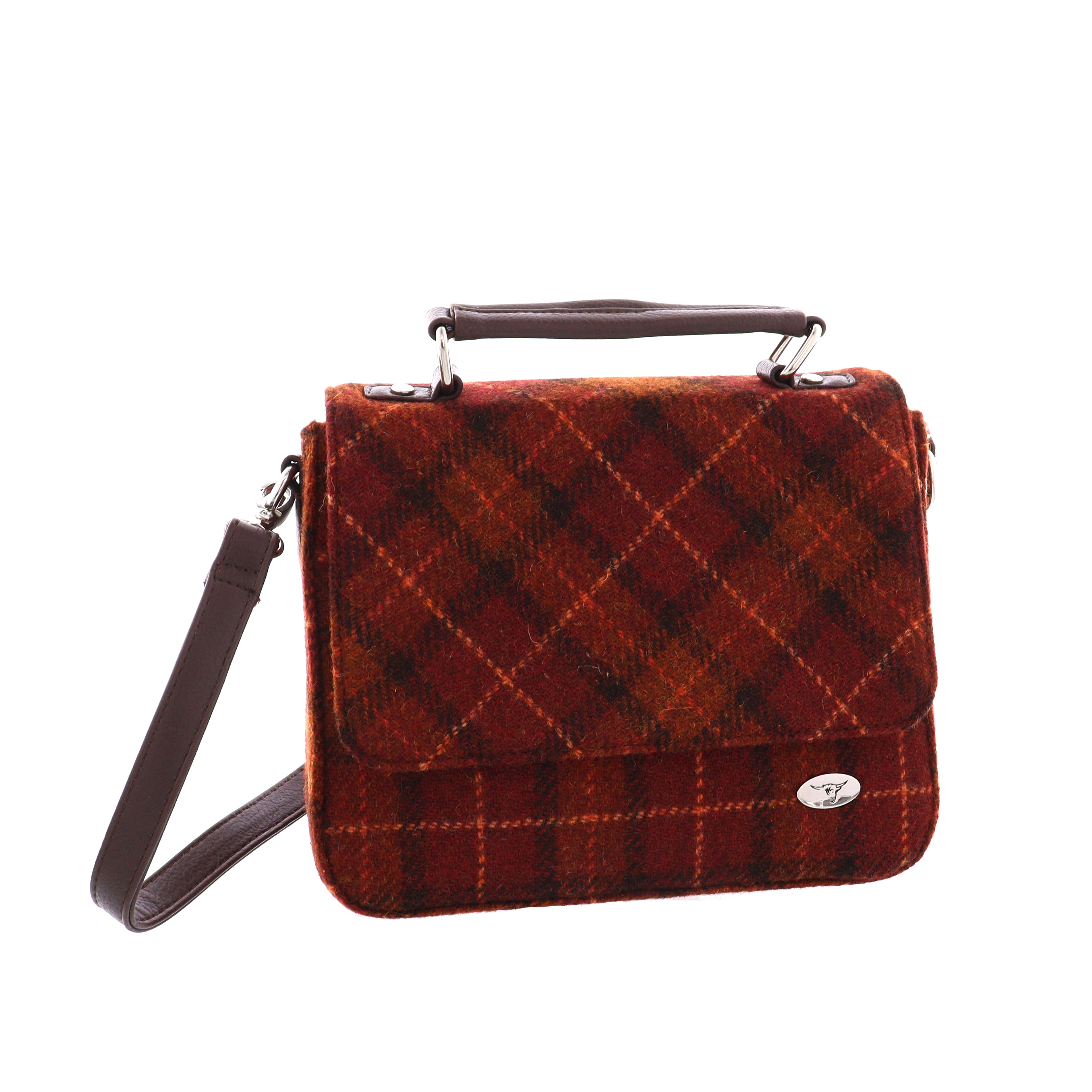 Harris Tweed Small Tote in Blue with Turquoise Overcheck