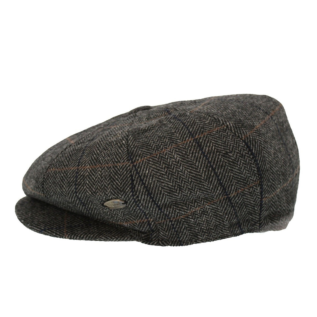 Whiteley Herringbone Check Bakerboy In Black (M98)