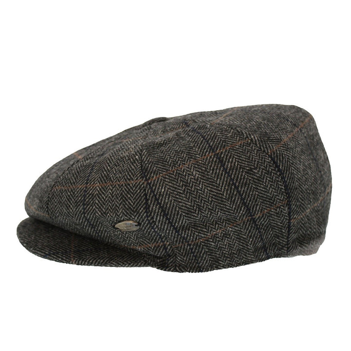 Whiteley Herringbone Check Bakerboy In Black (M98)