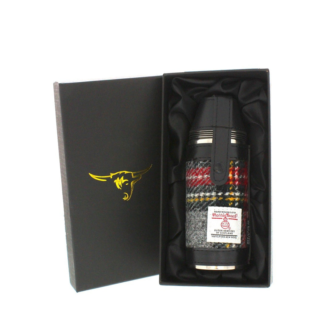 Glen Appin Harris Tweed Hunting Flask Grey/Red