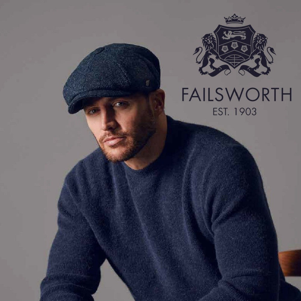 Carloway Harris Tweed Bakerboy Cap In Blue 3302 From Failsworth