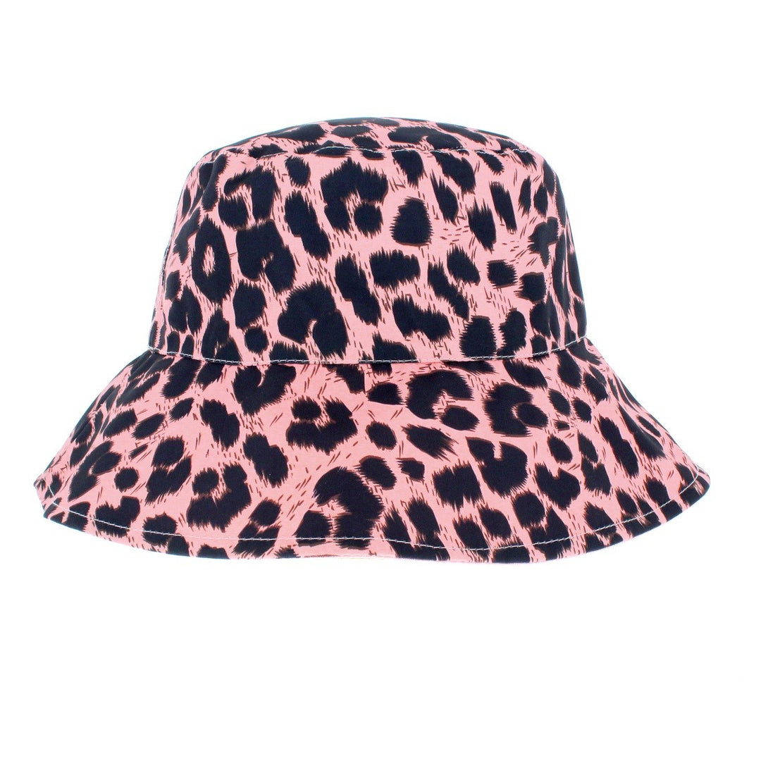 Ladies Wide Brim Reversible Leopard Print Bucket Hat (A1585)