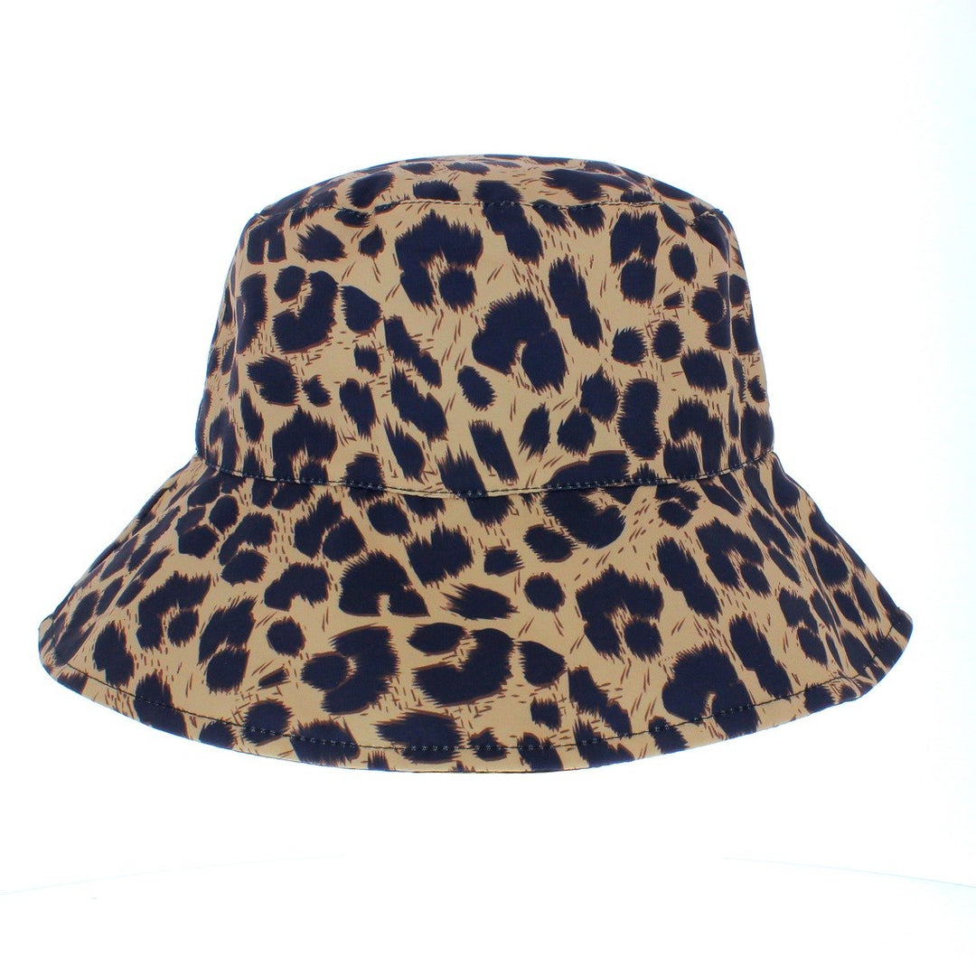 Ladies Wide Brim Reversible Leopard Print Bucket Hat (A1585)