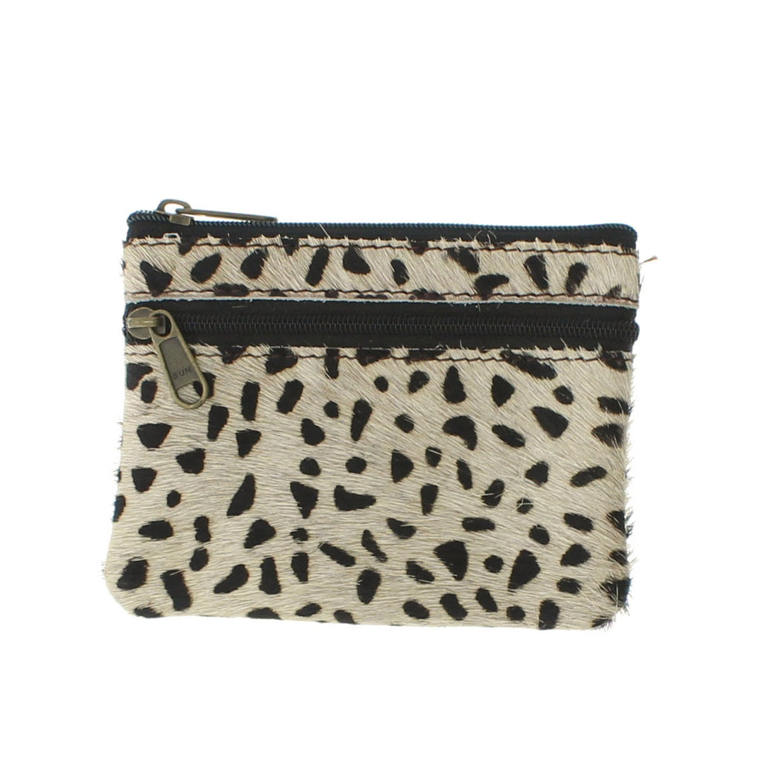 Recycled Leather Small Coin Purse Animal Print