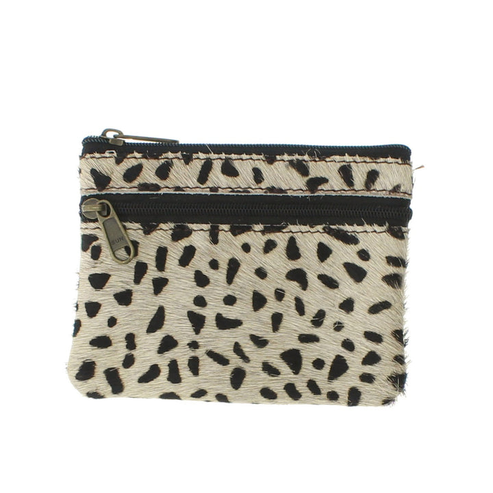 Recycled Leather Small Coin Purse Animal Print