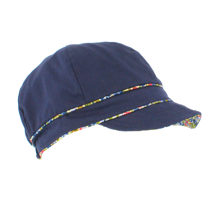 Ladies Cotton Sun Cap With Floral Printed Trim
