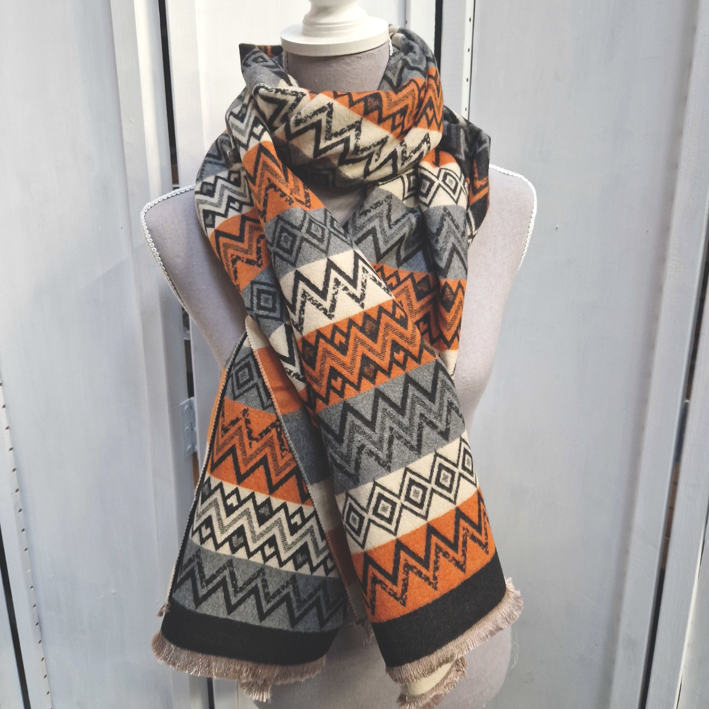 Reversible Wrap Scarf (Aztec Black) – The Hat Company