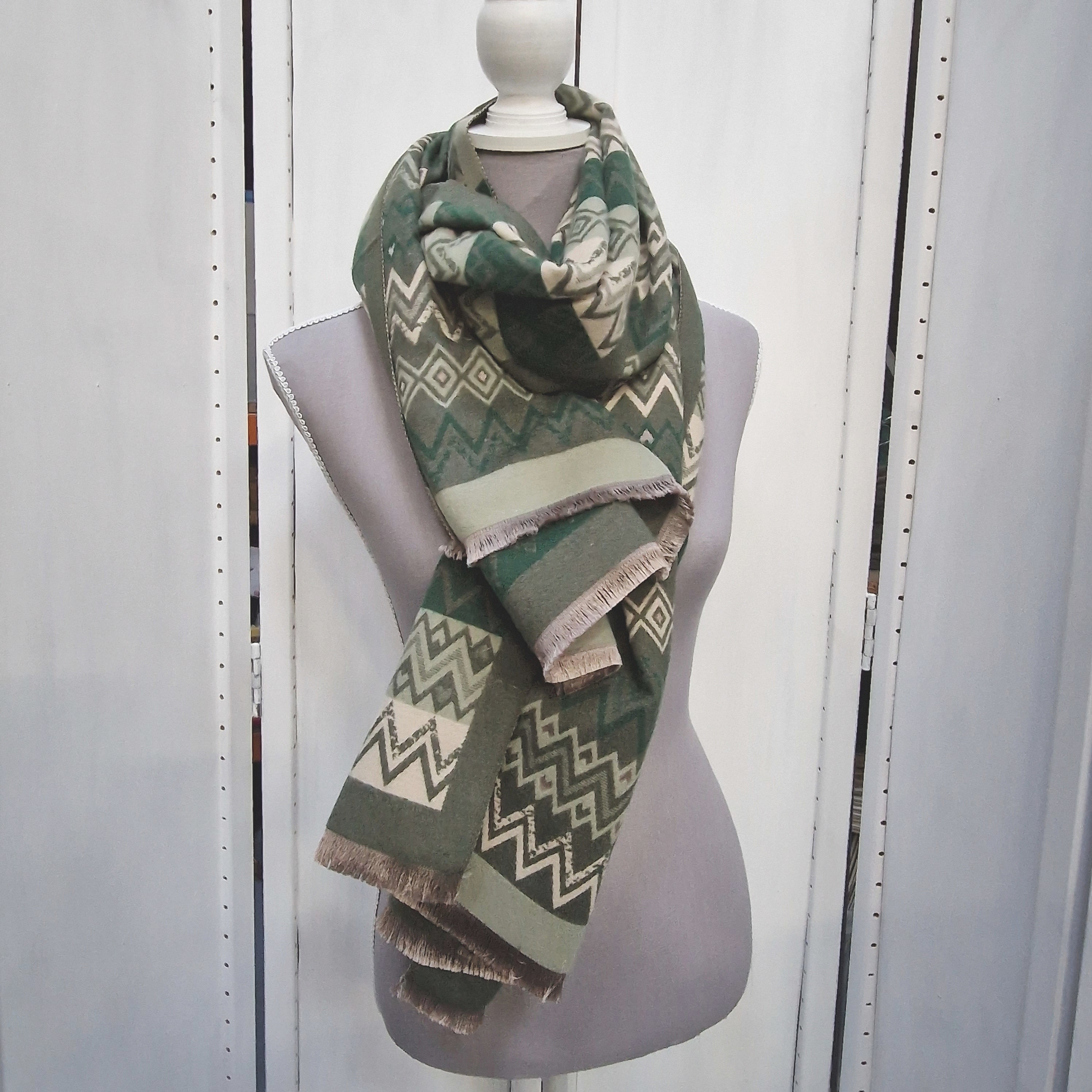 Reversible Wrap Scarf (Aztec Green) – The Hat Company