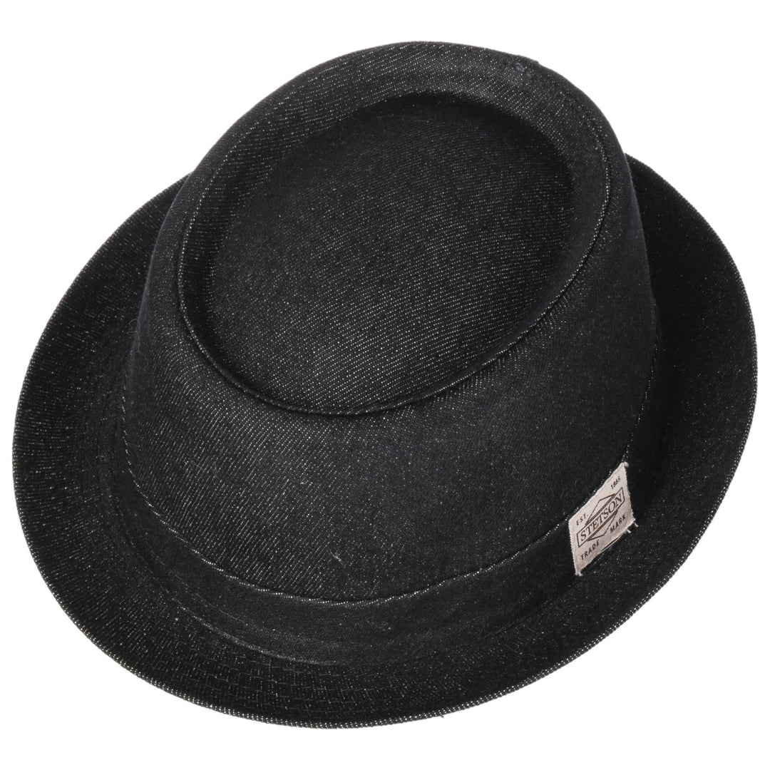 Stetson Denim Pork Pie Hat In Black
