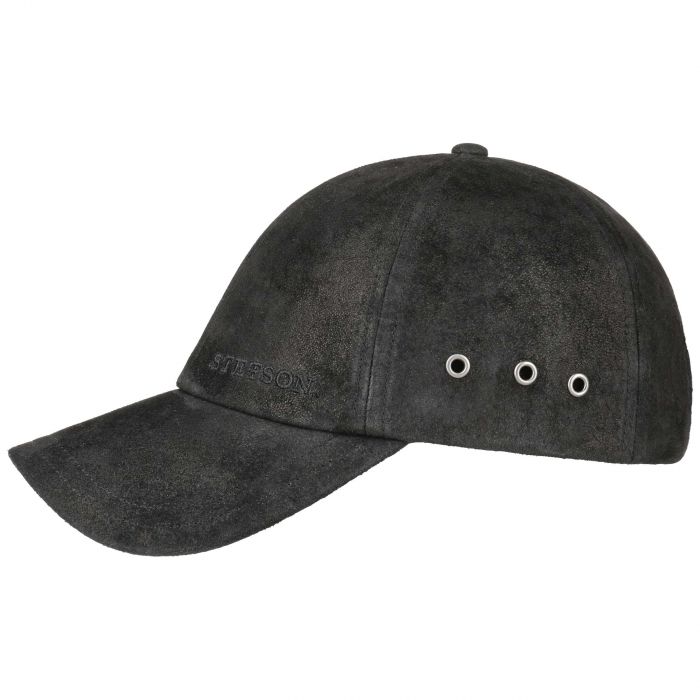 Stetson Rawlins Leather Baseball Cap In Black