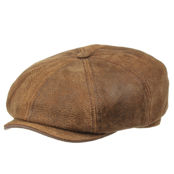 Stetson Leather Bakerboy Cap