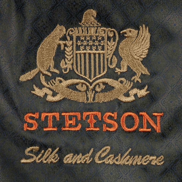 Stetson Wool Silk & Cashmere Luxury Duckbill Peak Cap In Navy/Black Herringbone
