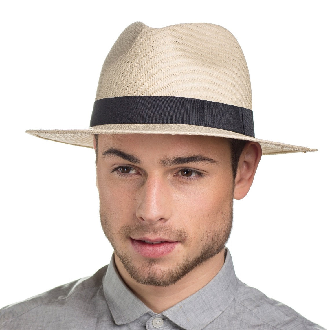 Panama Style Hat With Black Band – The Hat Company