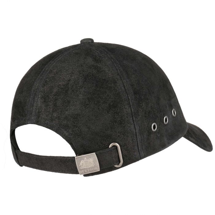 Stetson Rawlins Leather Baseball Cap In Black