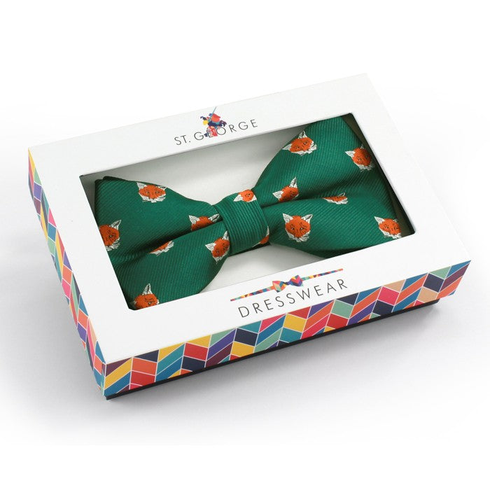 Men’s Woven Fox Print Bow Tie