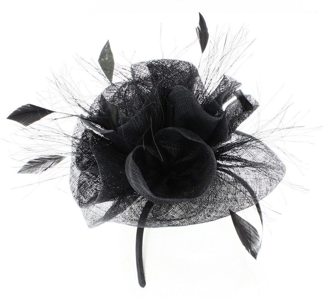 Black Pheobe Sinamay Headband Fascinator