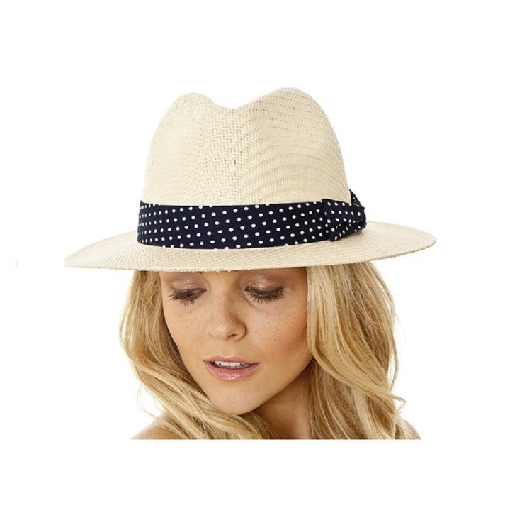 Ladies Summer Straw Sun Hat With Ribbon Band