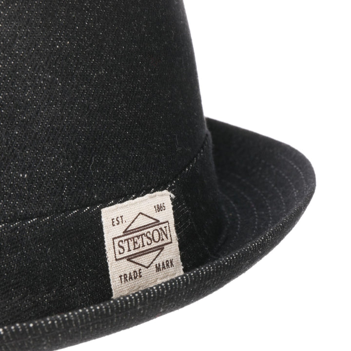 Stetson Denim Pork Pie Hat In Black