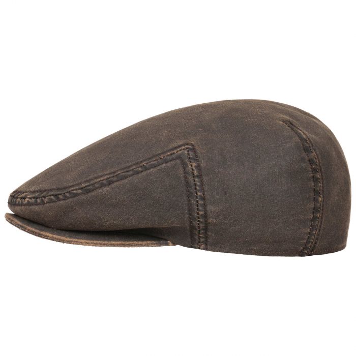 Stetson Kent Flat Cap With Ear Flaps Cap Distressed Look Brown