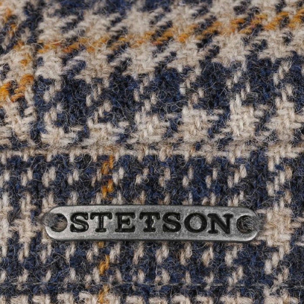Stetson 100% Wool Hatteras Bakerboy Cap Check Blue/Yellow