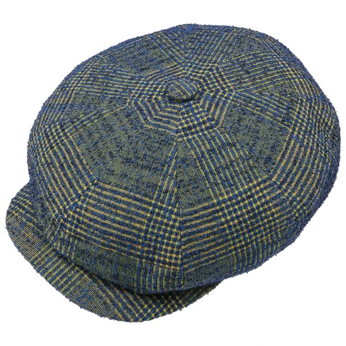 Stetson Carlson Hatteras Bakerboy Cap in Blue/Yellow