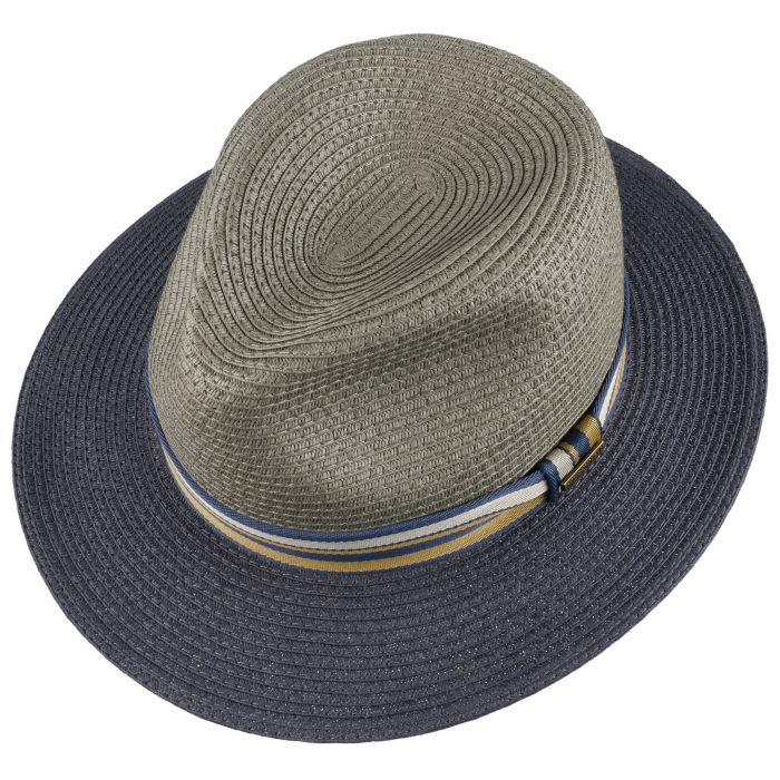 Stetson Romaro Toyo Straw Traveller Summer Fedora Hat Grey/Blue