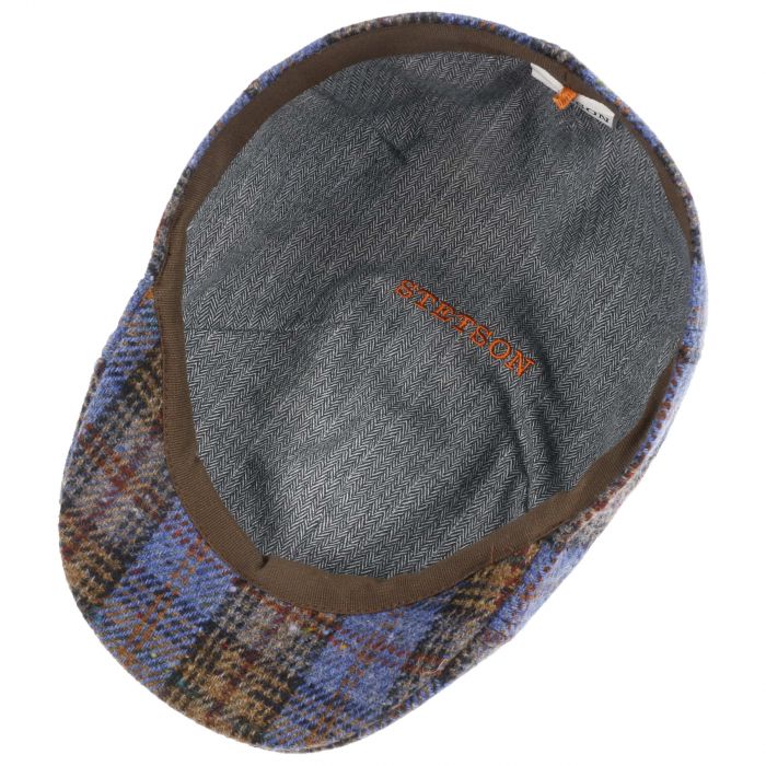 Stetson Lambswool Hatteras Plaid Bakerboy Cap In Blue