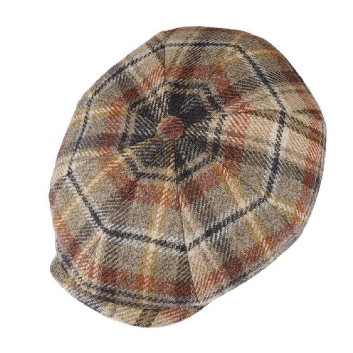 Stetson Hatteras Classic Wool Check Bakerboy Cap In Beige