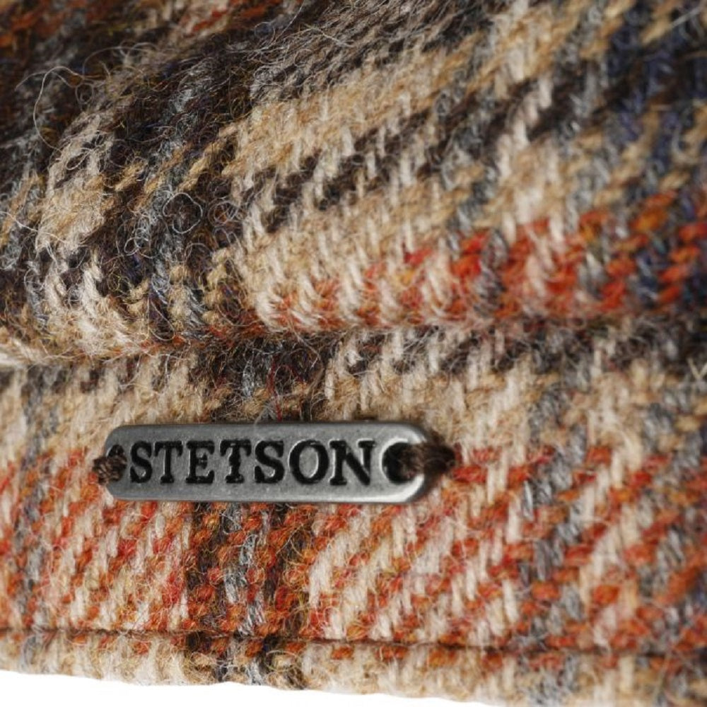 Stetson Hatteras Classic Wool Check Bakerboy Cap In Beige