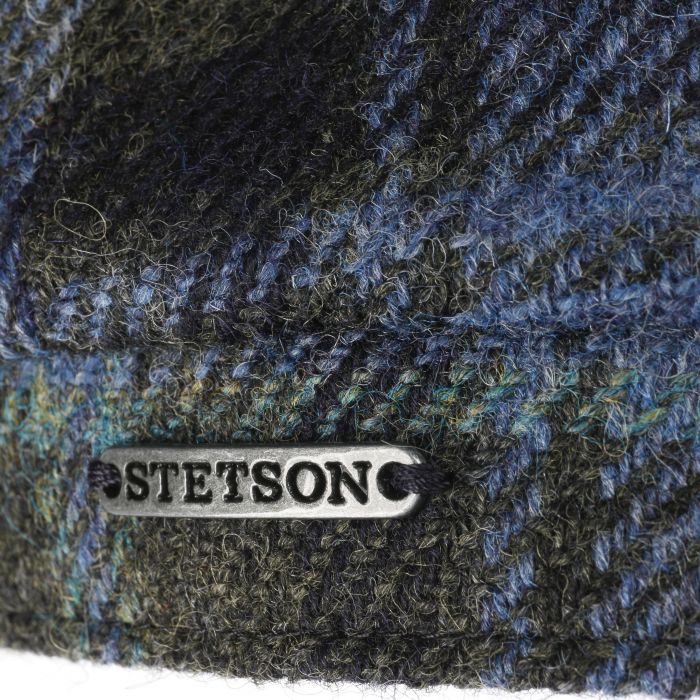 Stetson Hatteras Classic Wool Check Bakerboy Cap In Blue