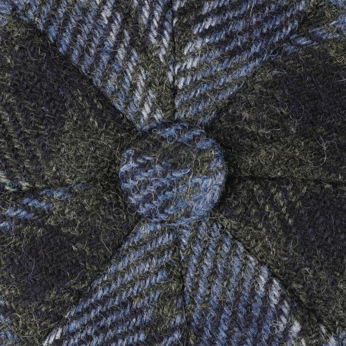 Stetson Hatteras Classic Wool Check Bakerboy Cap In Blue