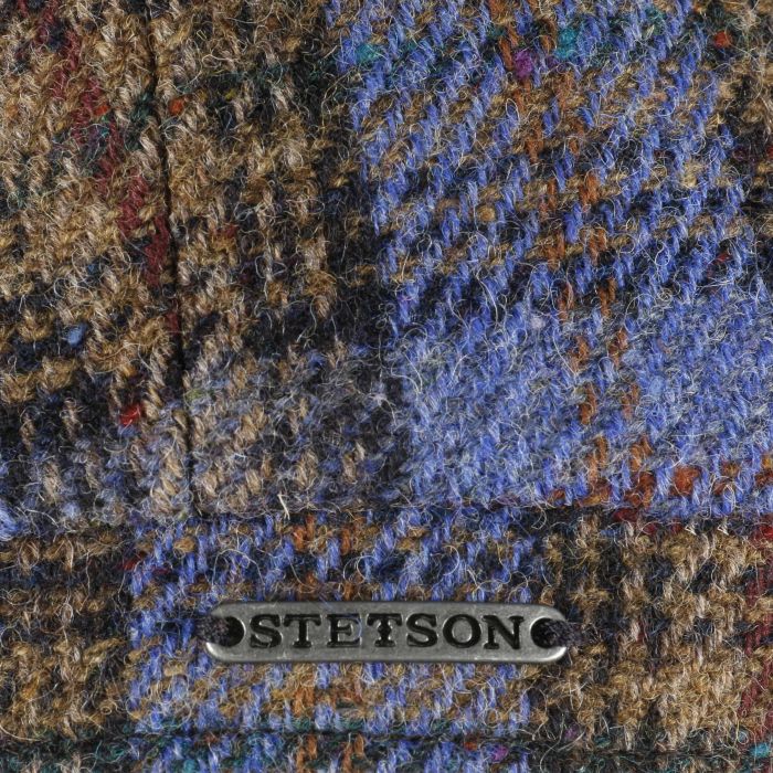 Stetson Lambswool Hatteras Plaid Bakerboy Cap In Blue