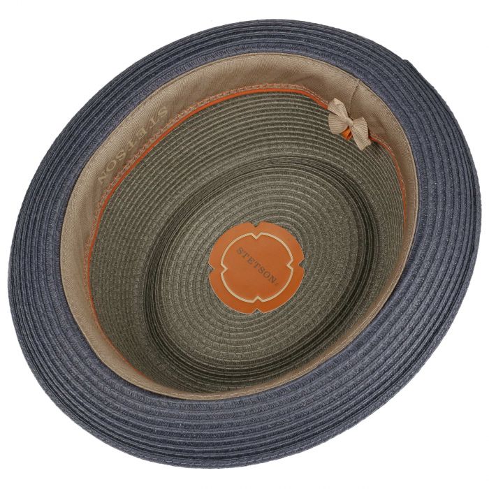 Stetson Licano Toyo Straw Summer Pork Pie Hat Grey/Blue