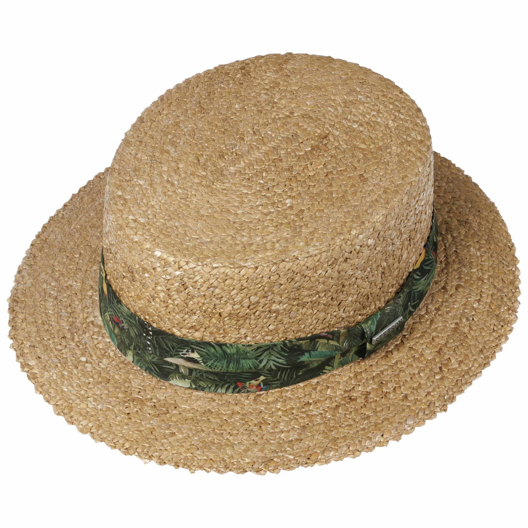 Stetson Straw Boater With Jungle Print Band